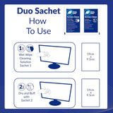 AF Screen-Clene Monitor Cleaning Duo Pairs of Wet and Dry Wipes. Anti-Static Cleaning Wipes - Box of 20 Duo Wipes For Smartphones, TV's, Glasses Lenses, Laptops, Monitors & Tablets, Silver,SCR020