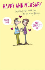 Happy Anniversary Means Many Things Funny Greeting Card