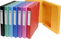 Exacompta - Ref 50300E - Elasticated Filing Archive Box - 270 x 340mm in Size, 25mm Spine, 600gsm Premium Pressboard, Elastic Closure - Assorted Colours