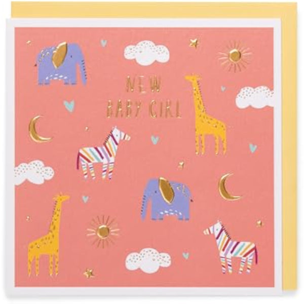 Sweet Animal Design New Baby Girl Card
