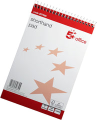 5 Star Shorthand Pad Wirebound Ruled 300pp 127 x 200mm Red & White (Pack of 2)