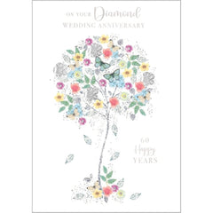 Butterfly Tree Embossed With A Silver Foil Diamond Anniversary Card