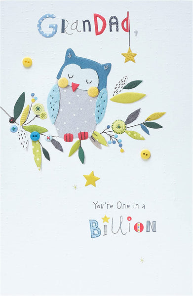 Embossed Owl Father's Day Card For Grandad