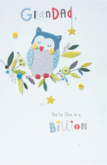 Embossed Owl Father's Day Card For Grandad