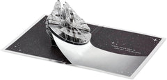 3D and Pop-Up Star Wars Millennium Falcon Space Themed Silver Birthday Card