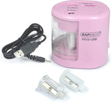 Rapesco 1446 PS12-USB Automatic/Electric Pencil Sharpener with USB or Battery (not Included) Charging, Candy Pink