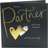 Partner Valentines Day Card For Him/Her With Envelope - Dark & Gold Design