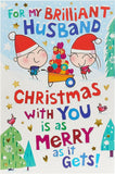 Cartoon Couple and Scene Christmas Card