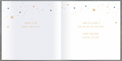 Couple with Dog and log cabin One I Love Christmas Card