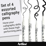 Artline EK-240W4 Calligraphy Pen - Assorted (Pack of 4), black