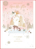 deer snow globe-Granddaughter Christmas Card
