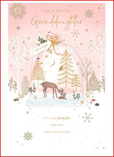 deer snow globe-Granddaughter Christmas Card