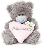 Tatty Teddy Bear Bridesmaid Love Heart on a Gift Plinth Soft Toy