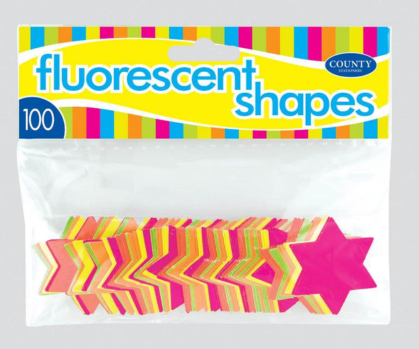 Small Assorted Colour Fluorescent 100 Stars (Pack of 10)