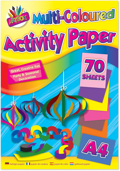 Multi Coloured Paper Pad – 70 Sheets | Assorted Colours for Crafts, School & DIY