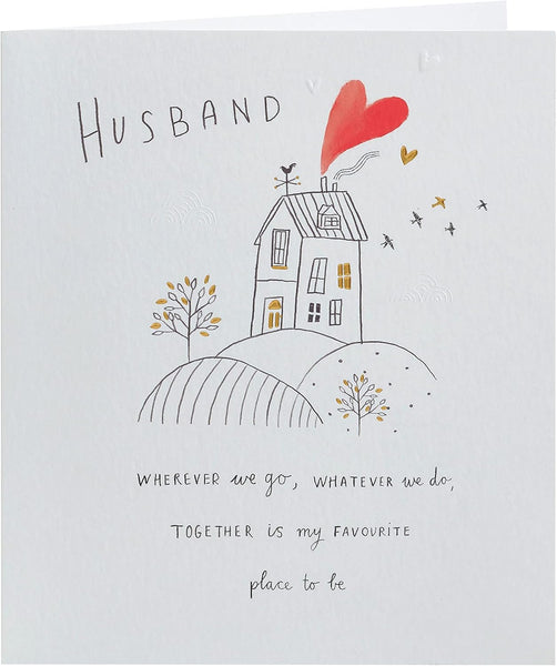 UK Greetings Husband Anniversary Card With Envelope - Sweet Drawing Design