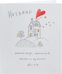 UK Greetings Husband Anniversary Card With Envelope - Sweet Drawing Design