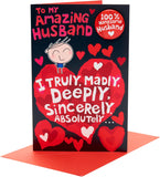 UK Greetings Valentine's Day Card for Husband - Funny 100% Handsome Badge Design