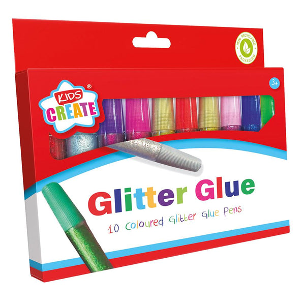 10 Colour Glitter Glue Pens – Sparkly Craft Glue for Kids