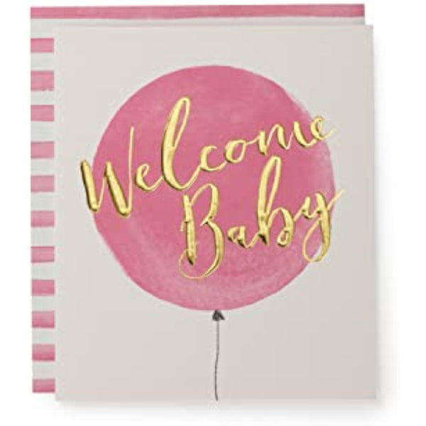 Kindred - Welcome Balloon - Baby Girl Card,White & Pink
