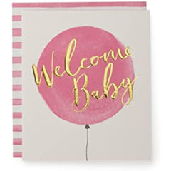 Kindred - Welcome Balloon - Baby Girl Card,White & Pink