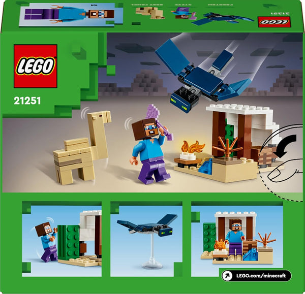 LEGO Minecraft Steve's Desert Expedition - House Toy with 3 Figures incl. Steve, plus a Crafting Table & Enchanted Axe - Gaming Gift for 6+ Year Old Boys & Girls - 21251