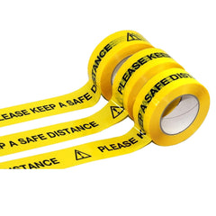 5 Star Facilities Safety Distance Tape 48mm x 66m Roll (Pack of 3)