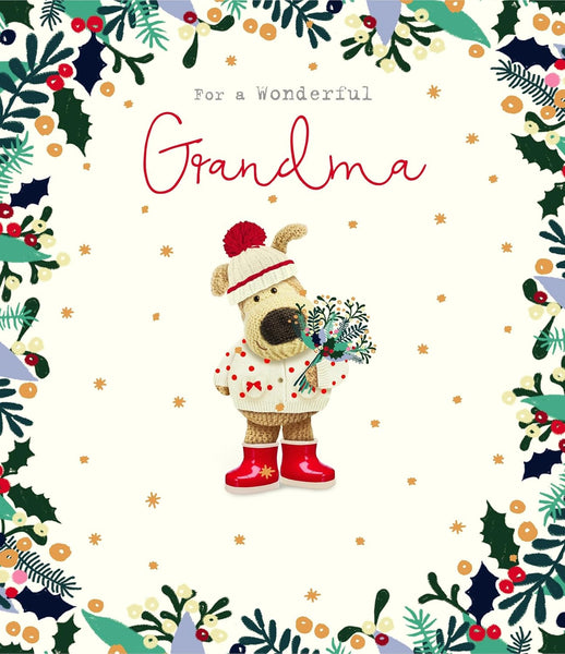 Boofle Wonderful Grandma Boo-Tiful Blooms Cute Christmas Greeting Card 771177