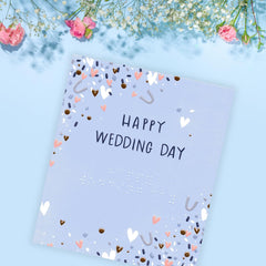 Happy Wedding Day Greeting Card With Braille Lettering blue