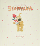 Boofle Birthday Card For Step Mum With Envelope - Cute Design Of Boofle With Vase And Flower