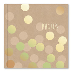 Photo Album-200 Pckt 6x4 Memo section - Kraft Gold Spots