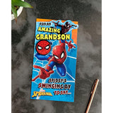 Marvel Spider-Man Birthday Card for Grandson With Envelope and Badge,Multi,121 mm x 229 mm