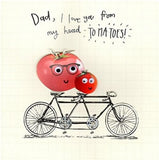 I Love You From My Head Tomatoes! Father's Day Card Embellished Greeting Cards