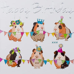Paperlink General Female Birthday Card for Women/Girls - Guinea Pig Party with Silver Embossed Foil - Eco-Friendly & Recyclable