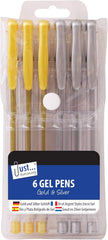 6 Metallic Gel Ink Pens – Silver & Gold | Smooth Writing for Crafts, Cards & Notes