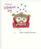 Greeting Card - Woof Valentine's Day Card - Cute Couple on Sofa - Red Foil Finish - For Him or Her