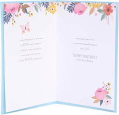 UK Greetings | Birthday Card for Granddaughter | Happy Birthday Gifts | Her, Girls, Women | Blue & Floral Design | With Envelope | 155 x 235 mm