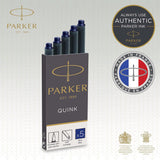 Parker Fountain Pen Ink Refill Cartridges | Long | Blue QUINK Ink | 5 Count