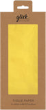 Glick Four Sheets of Lemon Yellow Tissue Paper, Each Sheet 750mm x 500mm Tissue Paper Lemon Yellow, Lemon Yellow Tissue Paper for Gift Wrapping, Birthday Lemon Yellow Tissue Paper