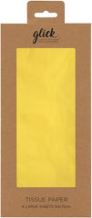 Glick Four Sheets of Lemon Yellow Tissue Paper, Each Sheet 750mm x 500mm Tissue Paper Lemon Yellow, Lemon Yellow Tissue Paper for Gift Wrapping, Birthday Lemon Yellow Tissue Paper