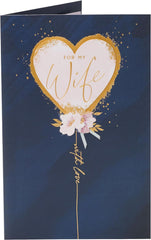 Dark Blue & Gold Design Wife Birthday Card