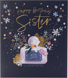 Birthday Card for Sister Floral Perfume Design