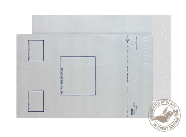 Blake Packaging Envelopes C4+ Polypost Polythene Wallet With Address Panel White Peel and Seal 50mu 320x240mm (Pack 100) - PE44/W/100