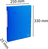 Exacompta - Ref 50300E - Elasticated Filing Archive Box - 270 x 340mm in Size, 25mm Spine, 600gsm Premium Pressboard, Elastic Closure - Assorted Colours