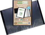 A4 Black 40-Pocket Presentation Display Book – 50% Recycled, Eco-Friendly & Durable