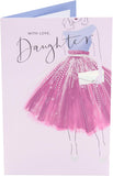 UK Greetings Birthday Card for Daughter - Purple Dress Design - Thinking of You Range