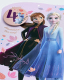Disney 4th Birthday Card For Her/Girl With Envelope - Frozen Design With Elsa & Anna