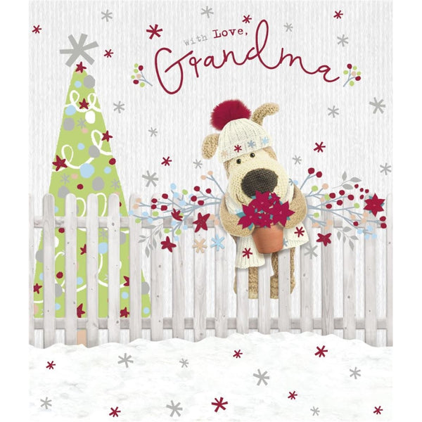 Boofle with Flower Pot Grandma Christmas Card