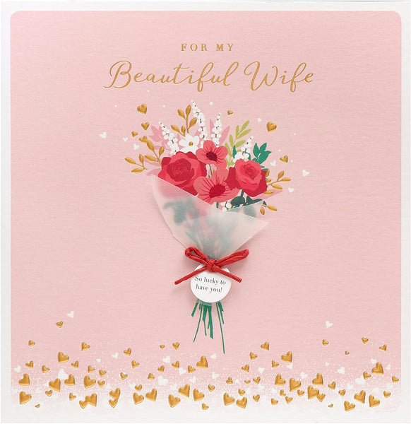 Wife Valentines Day Card With Envelope - Beautiful Design