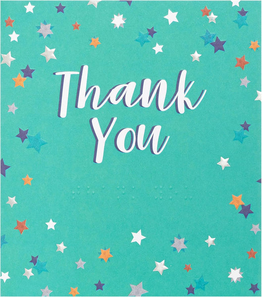 Lovely Design With Stars Braille Thank You Card